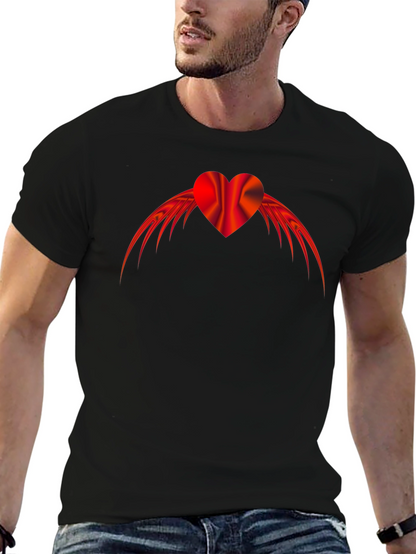 Winged Heart Graphic Tee - Black Cotton Blend