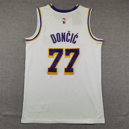 Men's Los Angeles Lakers Luka Doncic #77 White Swingman Jerseys - Association Edition