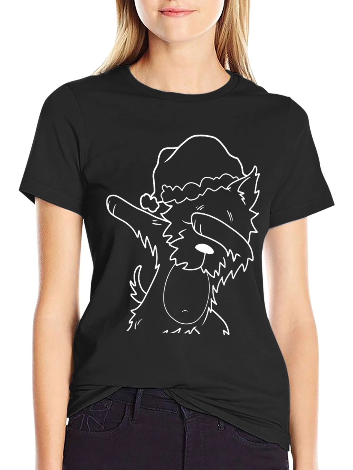 Dog Dabbing Santa Hat T-Shirt