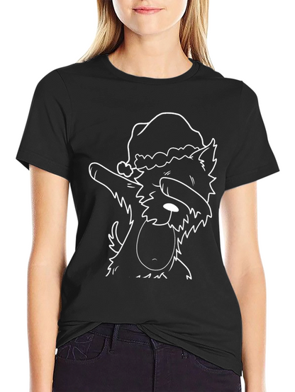 Dog Dabbing Santa Hat T-Shirt