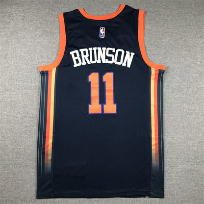 Men's New York Knicks Jalen Brunson #11 Navy Swingman Jerseys - Statement Edition