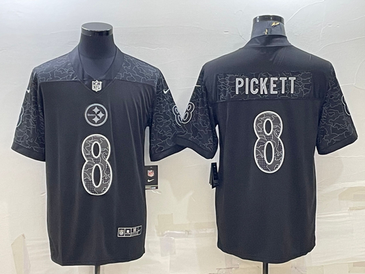 Men's Pittsburgh Steelers Kenny Pickett #8 Black Retired Player RFLCTV Limited Jerseys