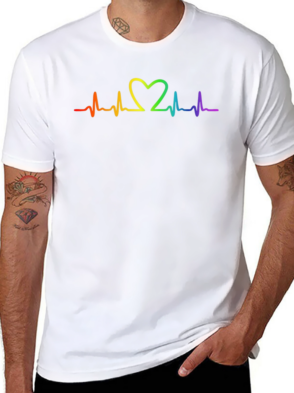 Rainbow Heartbeat Pride T-Shirt - Love is Love!