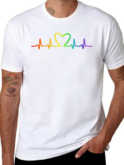 Rainbow Heartbeat Pride T-Shirt - Love is Love!
