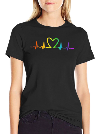 Rainbow Heartbeat Pride T-Shirt - Love is Love!