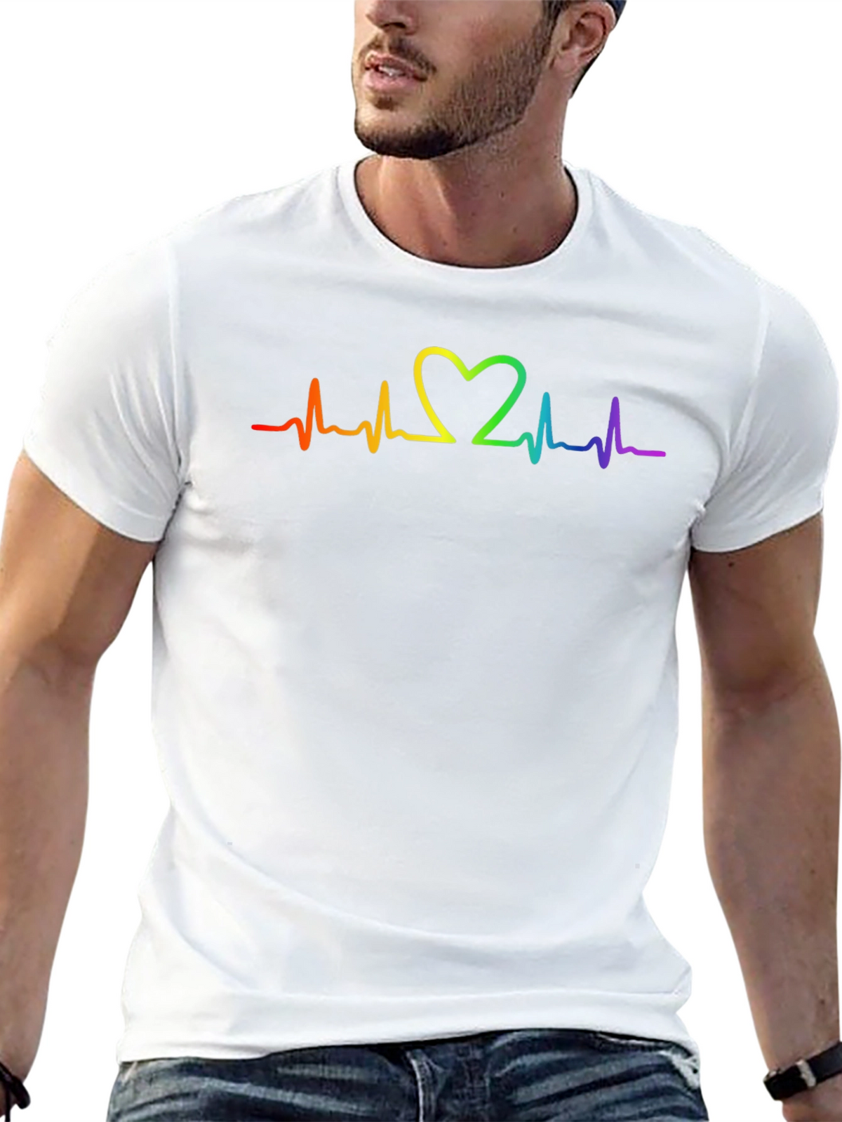 Rainbow Heartbeat Pride T-Shirt - Love is Love!