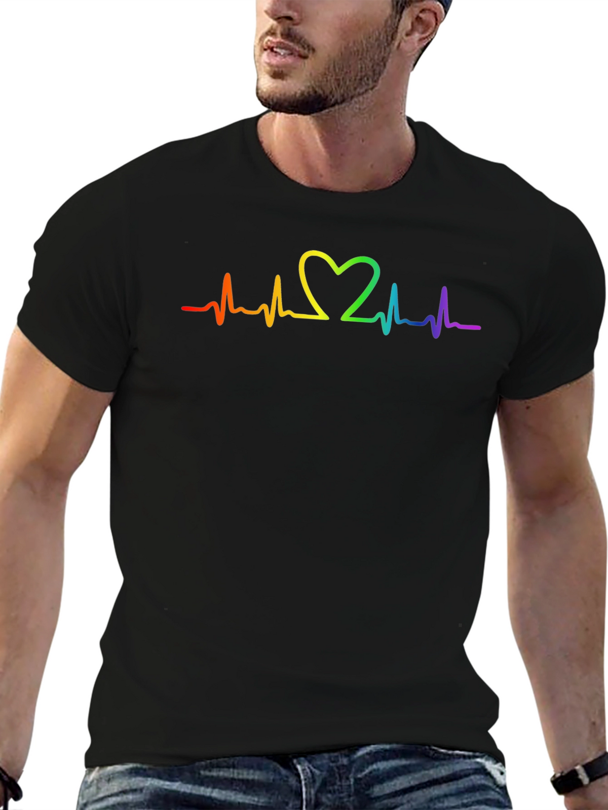 Rainbow Heartbeat Pride T-Shirt - Love is Love!