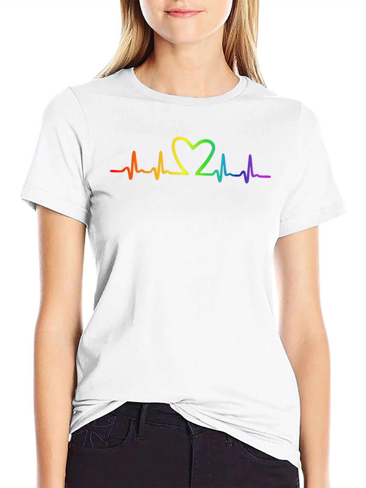 Rainbow Heartbeat Pride T-Shirt - Love is Love!