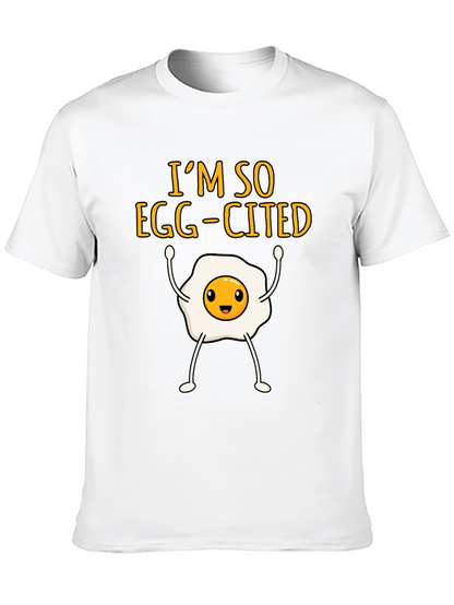 Egg-Cited Black T-Shirt: Funny Foodie Apparel