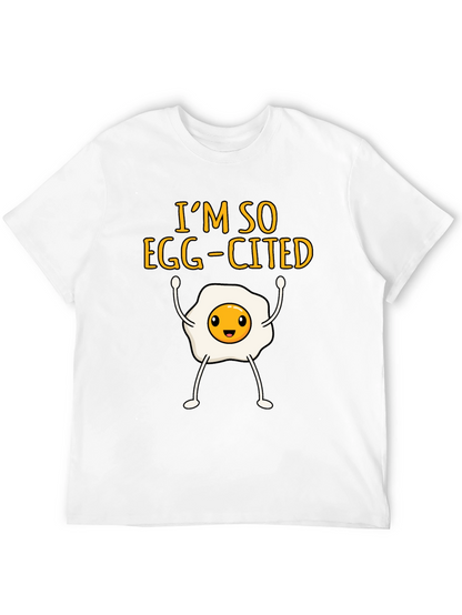 Egg-Cited Black T-Shirt: Funny Foodie Apparel