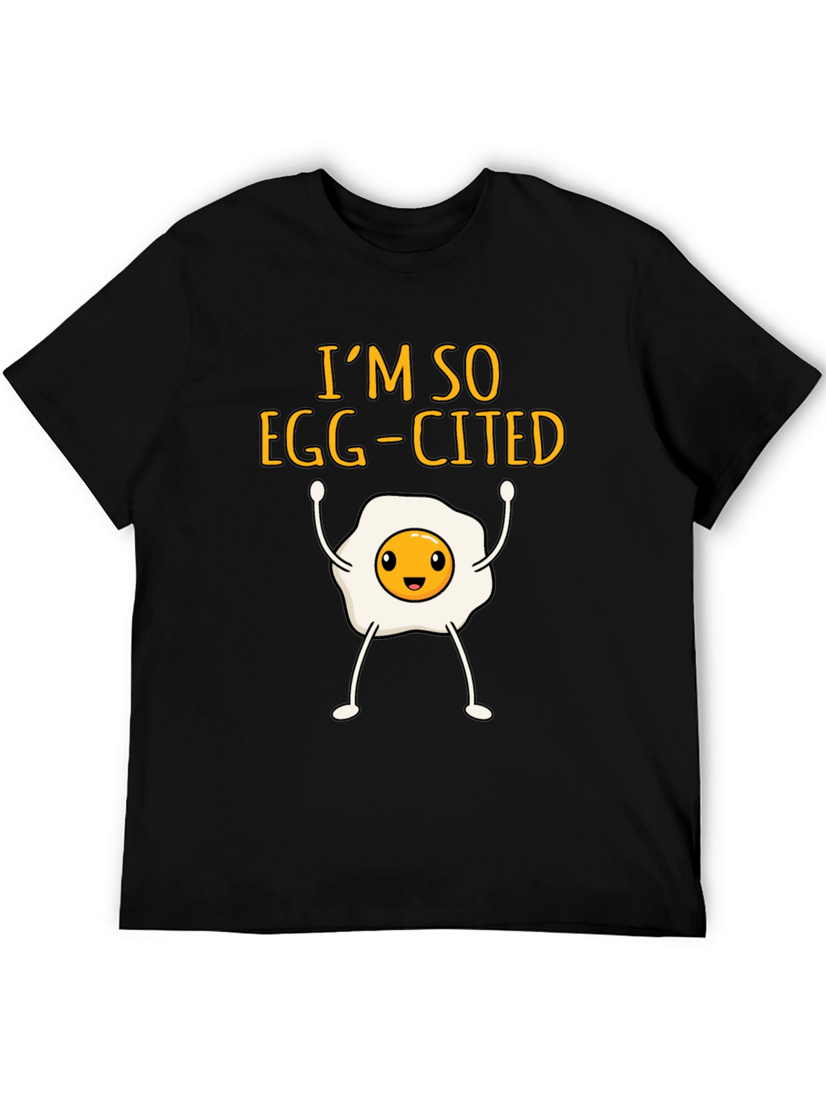 Egg-Cited Black T-Shirt: Funny Foodie Apparel