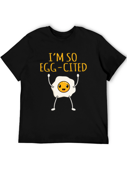 Egg-Cited Black T-Shirt: Funny Foodie Apparel