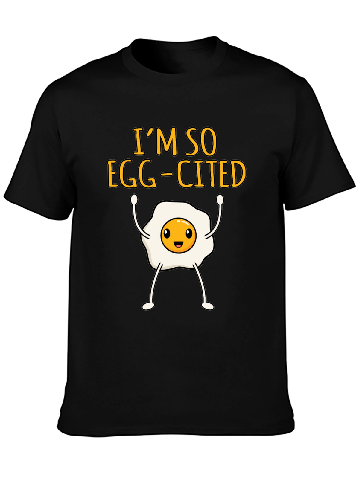 Egg-Cited Black T-Shirt: Funny Foodie Apparel
