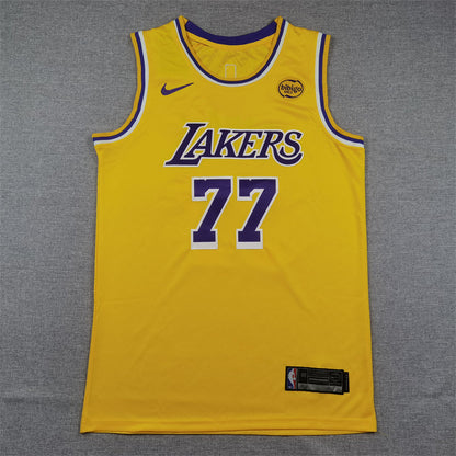 Men's Los Angeles Lakers Luka Doncic #77 Gold Swingman Jerseys - Icon Edition