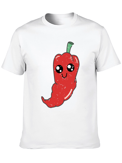 Kawaii Pepper Graphic Tee - Soft Black Cotton T-Shirt