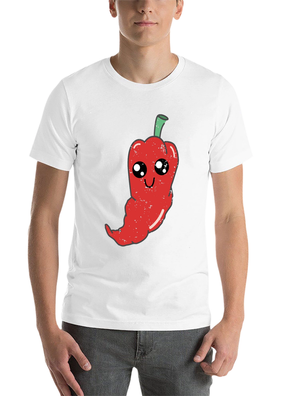 Kawaii Pepper Graphic Tee - Soft Black Cotton T-Shirt