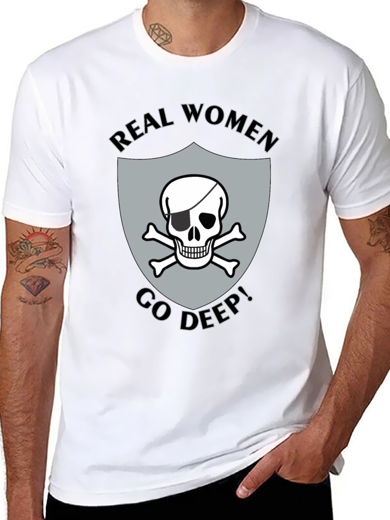 Real Women Go Deep T-Shirt Skull Pirate