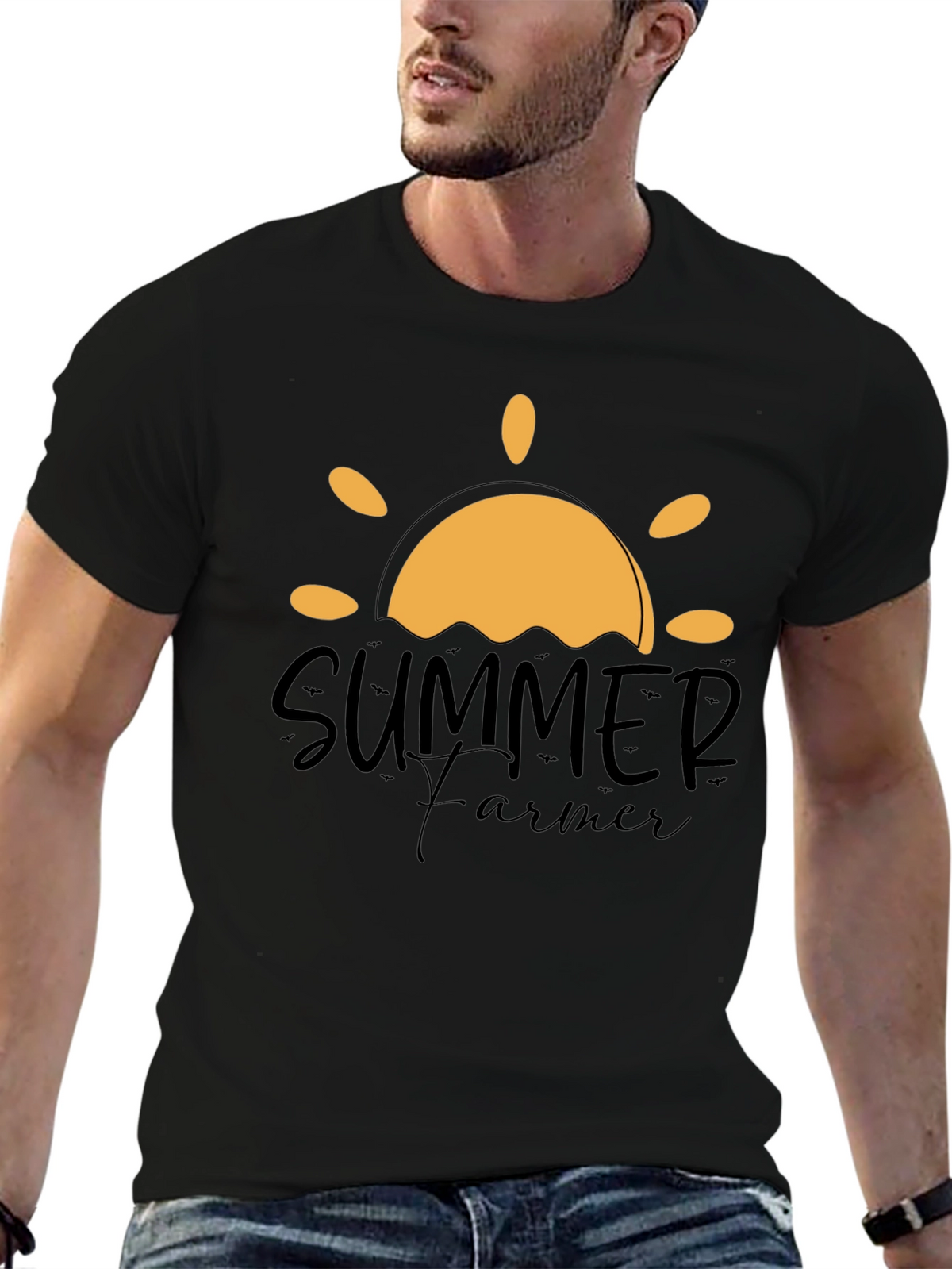 Summer Farmer Graphic Tee - Black Cotton T-Shirt