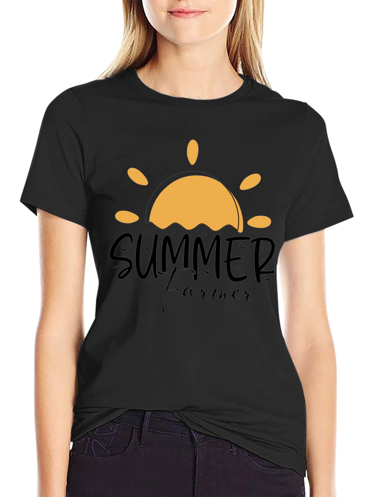 Summer Farmer Graphic Tee - Black Cotton T-Shirt