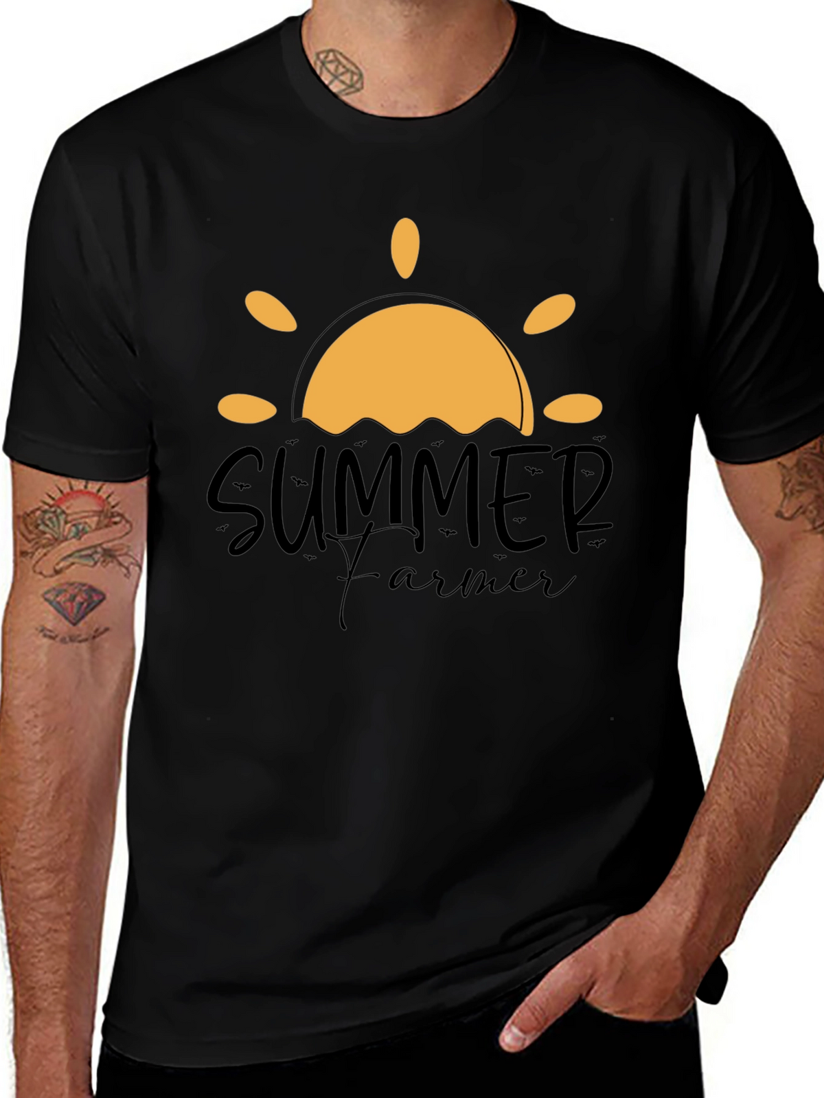 Summer Farmer Graphic Tee - Black Cotton T-Shirt