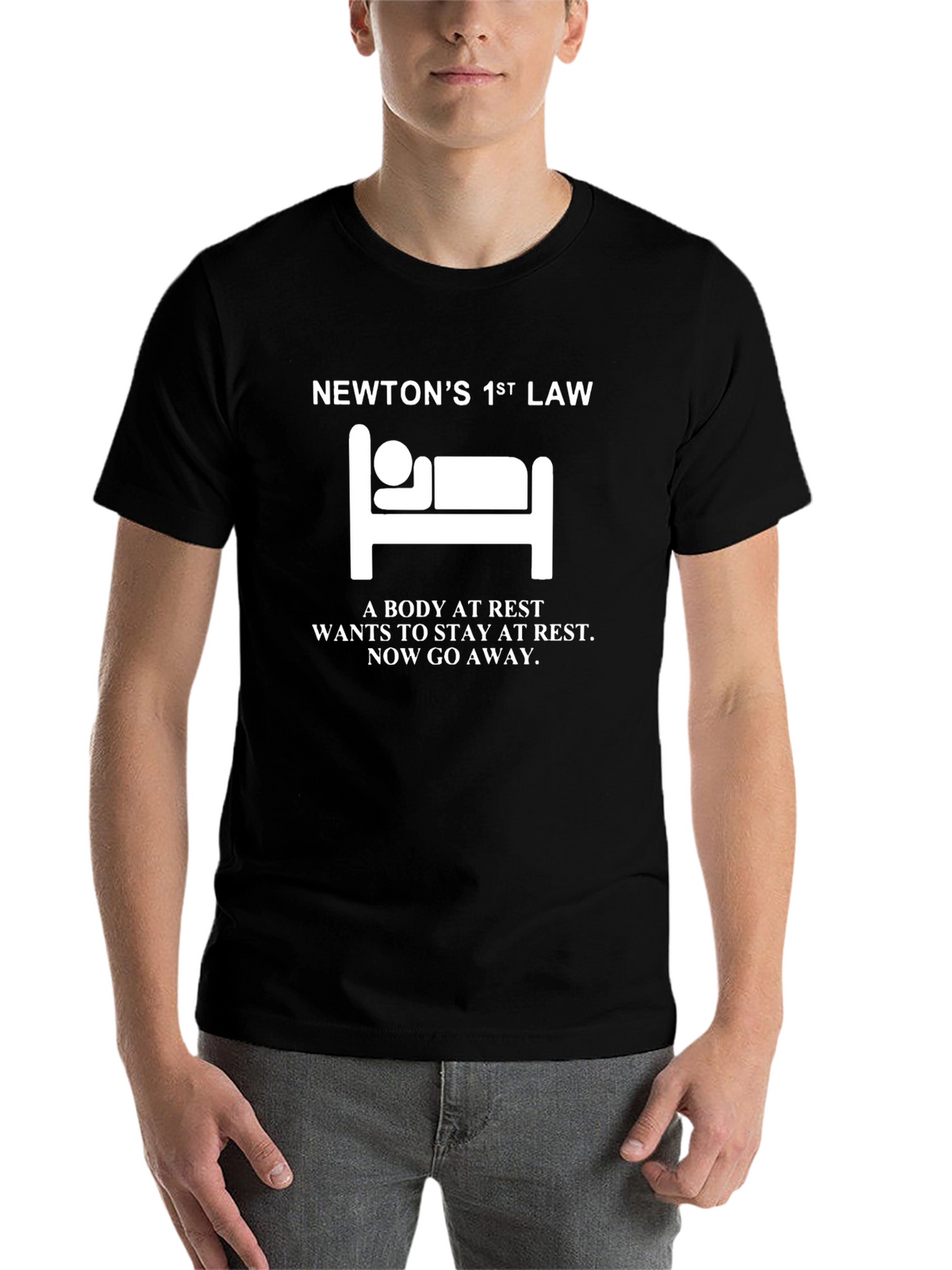 Newtons 1st Law T-Shirt - Body At Rest Design