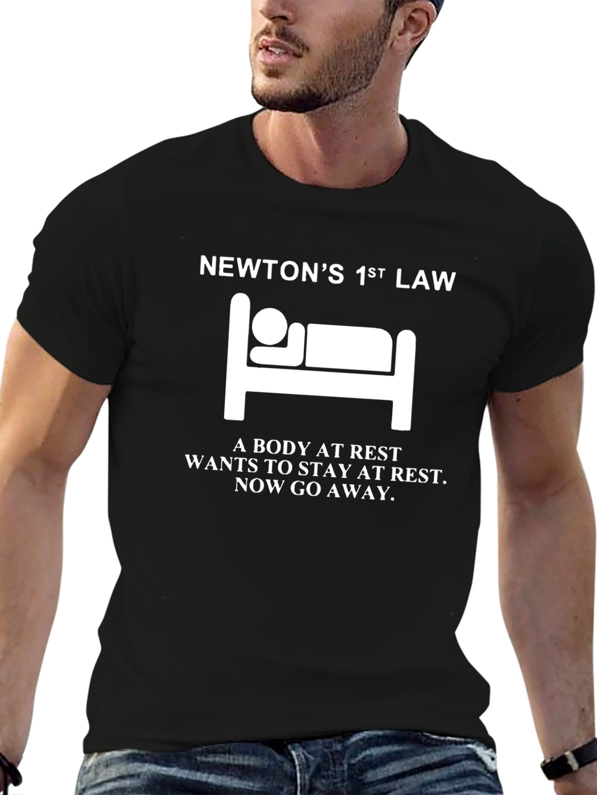 Newtons 1st Law T-Shirt - Body At Rest Design