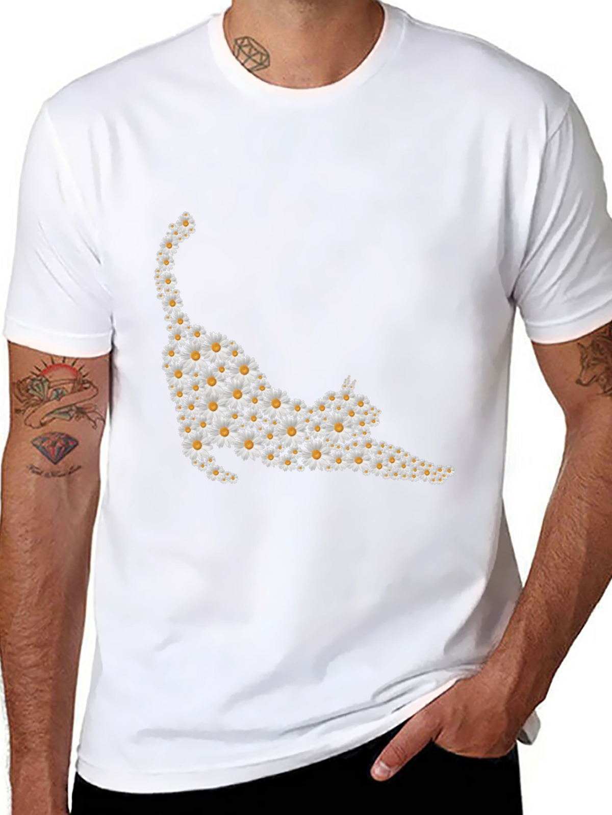 Daisy Cat T-Shirt - Black Cotton Tee