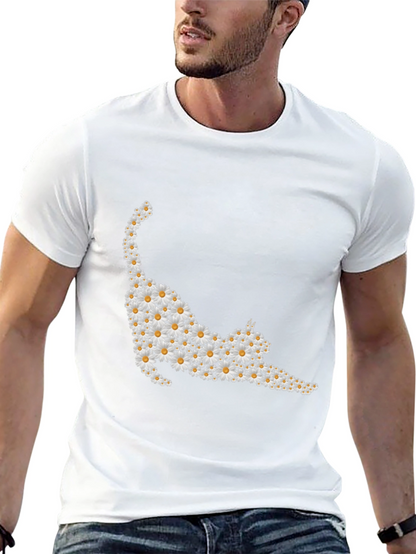 Daisy Cat T-Shirt - Black Cotton Tee
