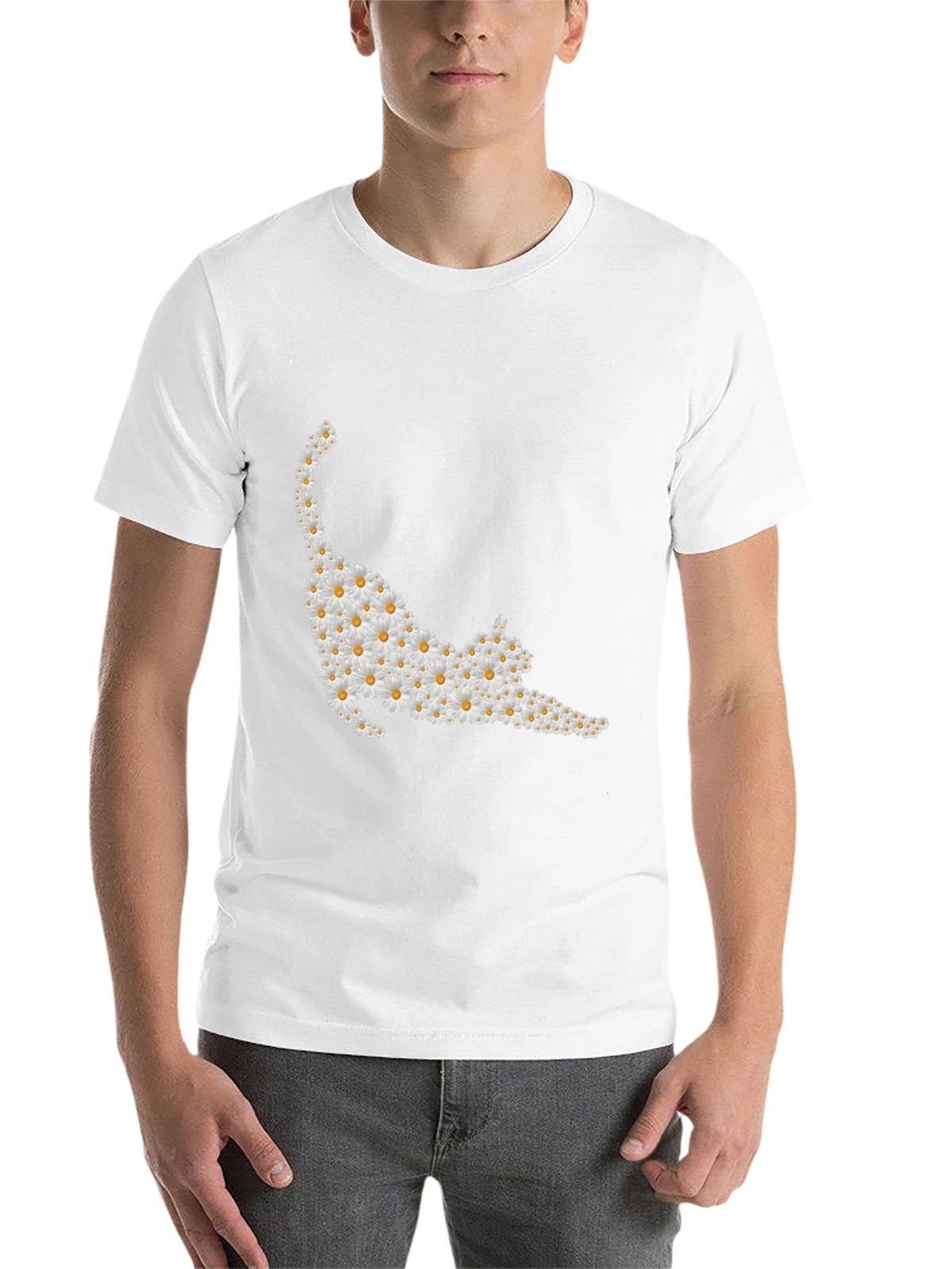 Daisy Cat T-Shirt - Black Cotton Tee