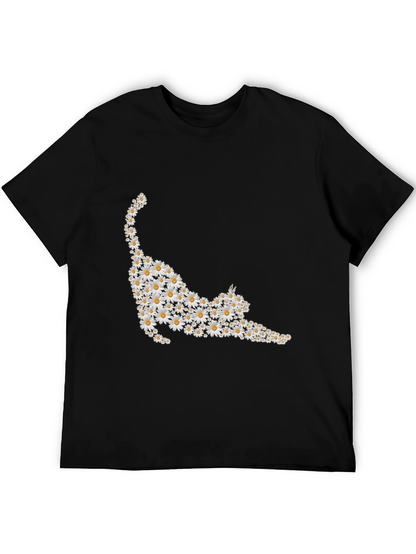 Daisy Cat T-Shirt - Black Cotton Tee
