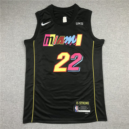 Men's Miami Heat Jimmy Butler #22 Black Swingman Player Jerseys - City Edition