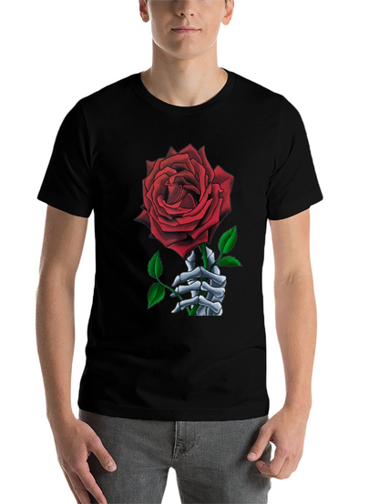 Rose Skeleton Hand Graphic T-Shirt