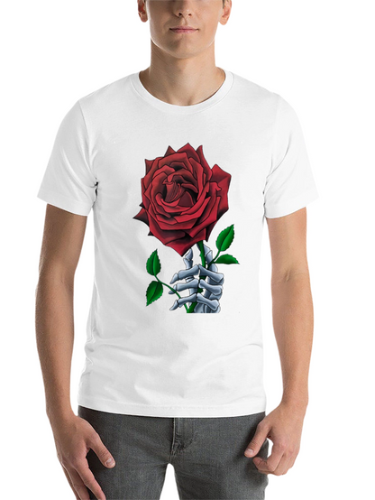 Rose Skeleton Hand Graphic T-Shirt