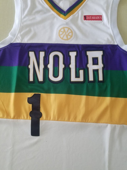 Men's New Orleans Pelicans Zion Williamson #1 NBA White Swingman Player Jerseys