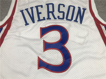 Men's Philadelphia 76ers Allen Iverson White Hardwood Classics Authentic Jerseys