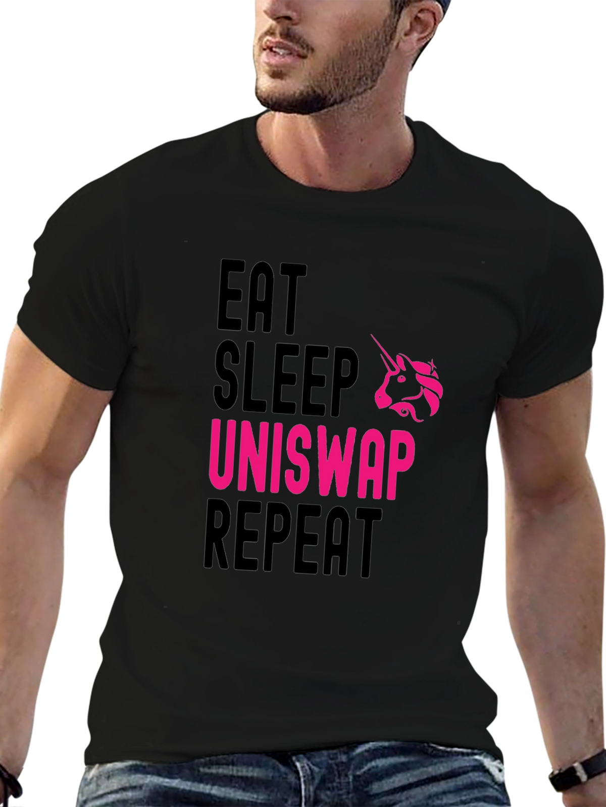 Eat Sleep Uniswap Repeat Black T-Shirt