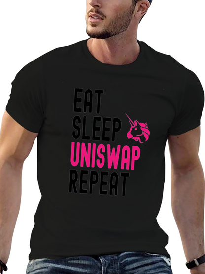 Eat Sleep Uniswap Repeat Black T-Shirt