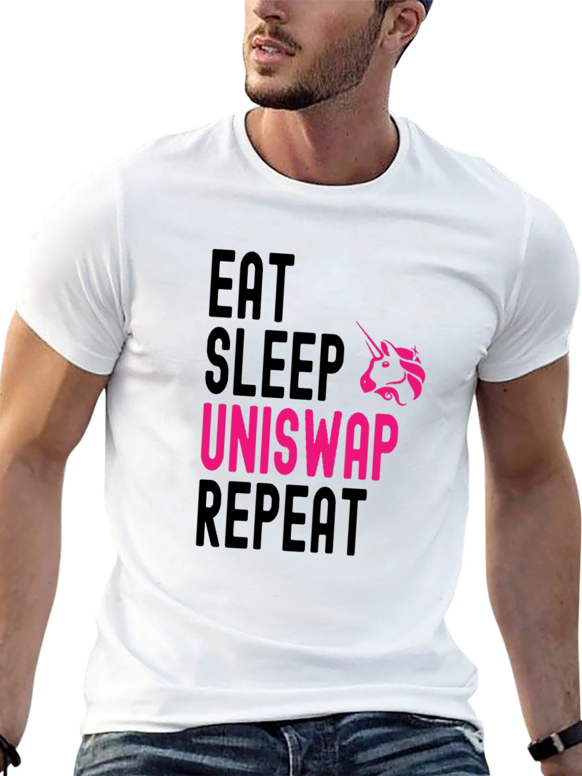 Eat Sleep Uniswap Repeat Black T-Shirt