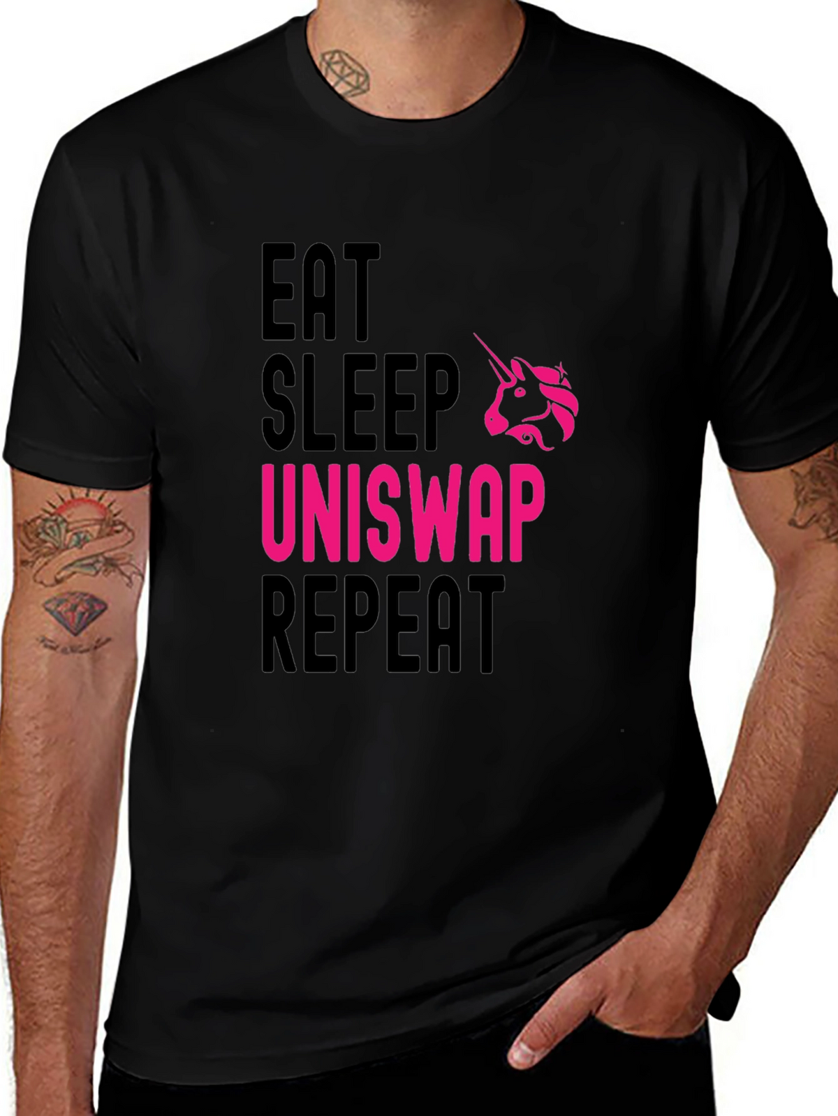 Eat Sleep Uniswap Repeat Black T-Shirt