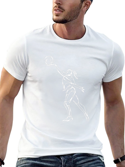 Volleyball Player Graphic Tee - Black Cotton T-Shirt