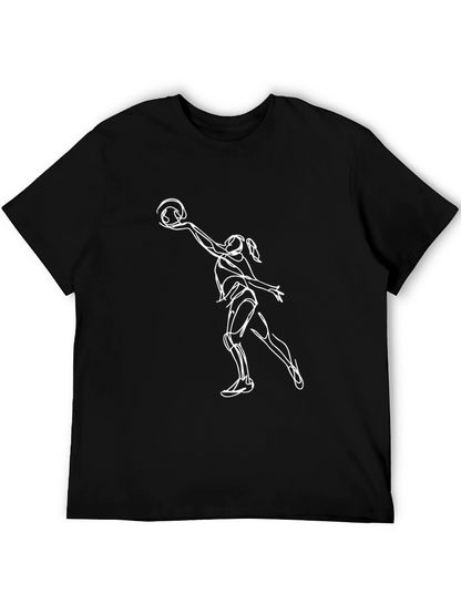 Volleyball Player Graphic Tee - Black Cotton T-Shirt