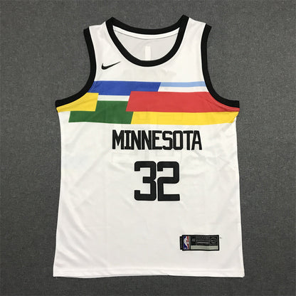Men's Minnesota Timberwolves Karl-Anthony Towns #32 White Swingman Jerseys - City Edition