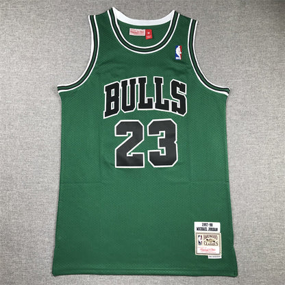 Men's Chicago Bulls Michael Jordan #23 Green 1997-98 Hardwood Classics Authentic Jerseys