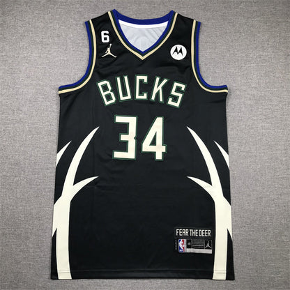 Men's Milwaukee Bucks Giannis Antetokounmpo #34 Black Swingman Jerseys - Statement Edition