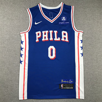 Men's Philadelphia 76ers Tyrese Maxey Blue 2020/21 Fast Break Replica Jerseys
