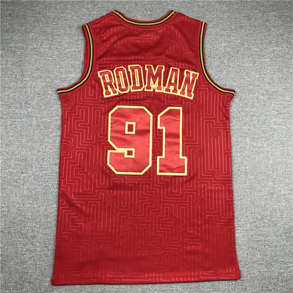 Men's Chicago Bulls Dennis Rodman #91 Red Hardwood Classics Swingman Jerseys