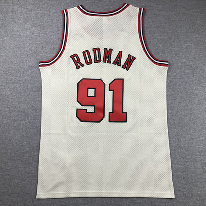 Men's Chicago Bulls Dennis Rodman #91 Cream Hardwood Classics Swingman Jerseys