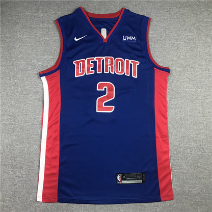 Men's Detroit Pistons Cade Cunningham #2 Blue 2021 Fast Break Replica Jerseys