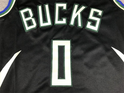 Men's Milwaukee Bucks Damian Lillard #0 Black Fast Break Player Jerseys - Statement Edition