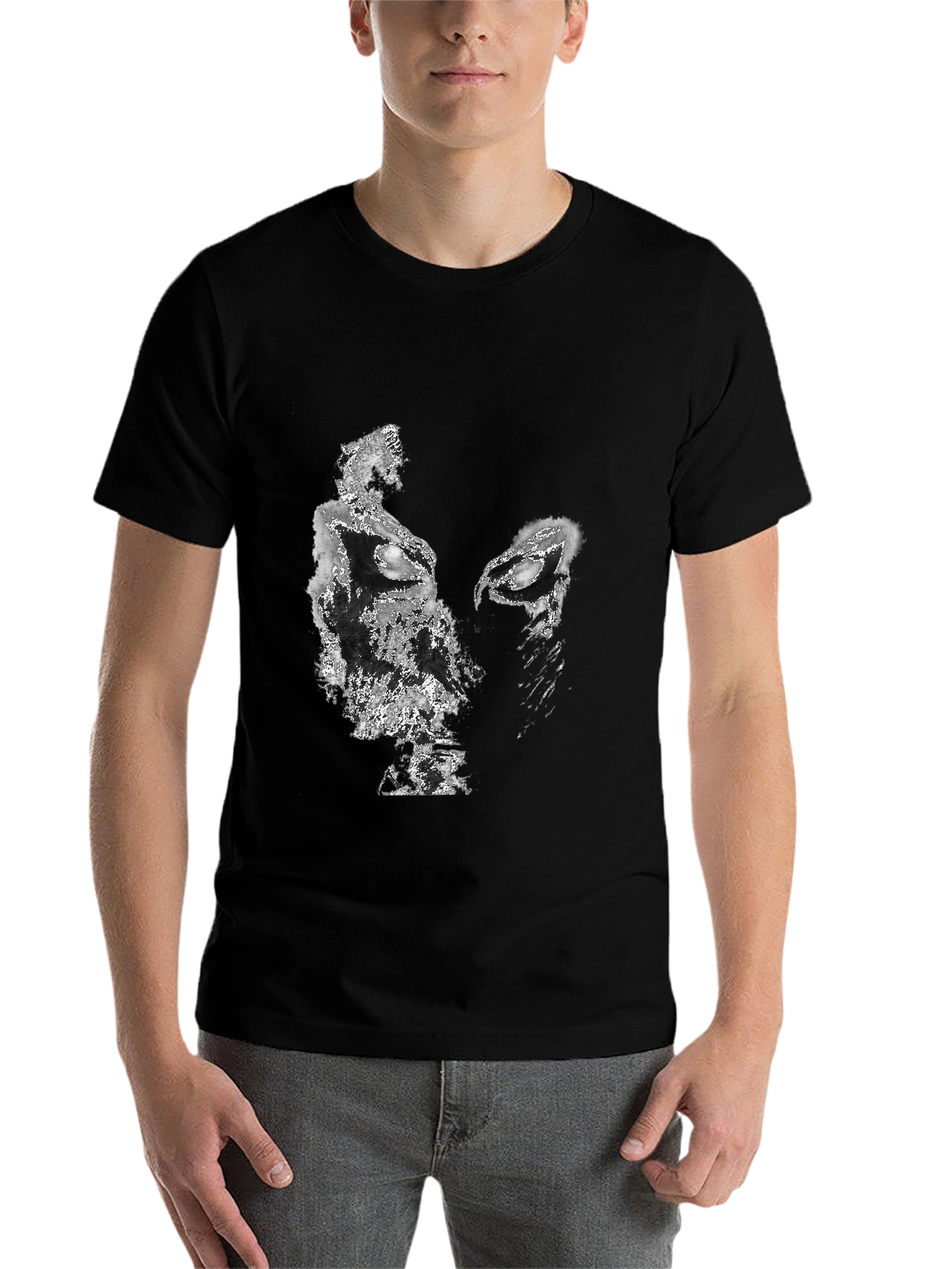Abstract Face Graphic Black T-Shirt